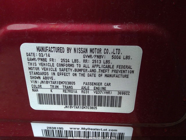 Infiniti Q50 Premium 2014 JN1BV7AR1EM703805 Image 9