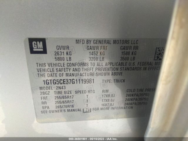 1GTG5CE37G1119981 GMC Canyon 2wd Sle