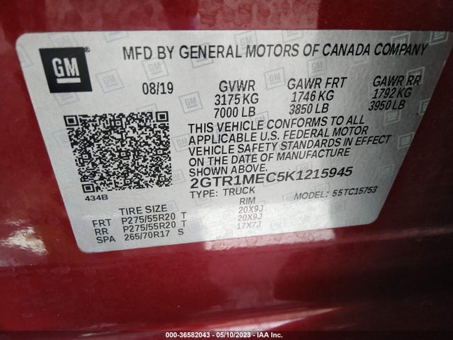 GMC Sierra 1500 Limited Sle 2019 2GTR1MEC5K1215945 Image 9