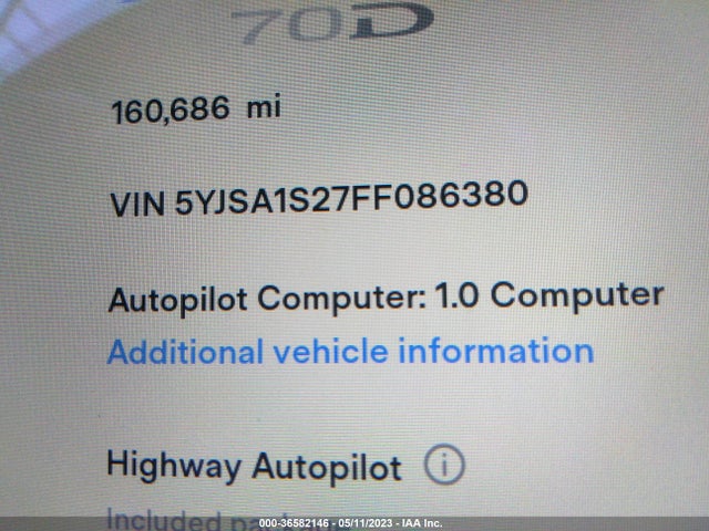 Tesla Model S 85d/70d/90d/p90d 2015 5YJSA1S27FF086380 Image 10