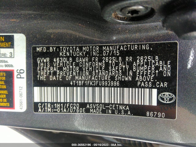 Toyota CAMRY LE 2015 4T1BF1FK3FU993996 Image 11