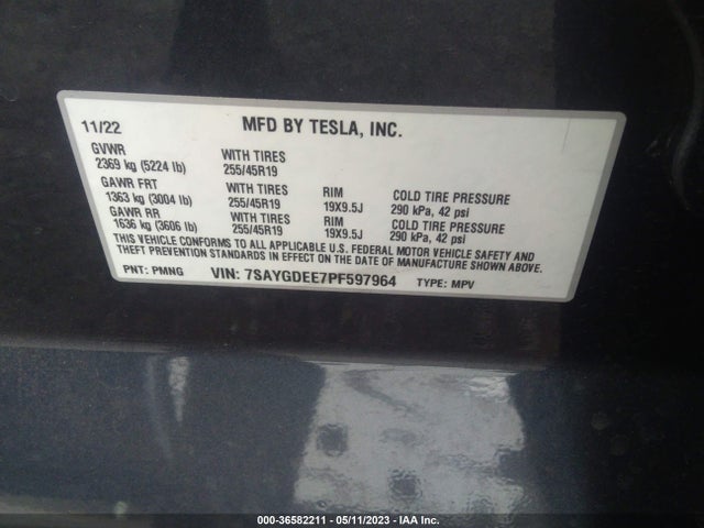 Tesla Model Y Long Range 2023 7SAYGDEE7PF597964 Image 10