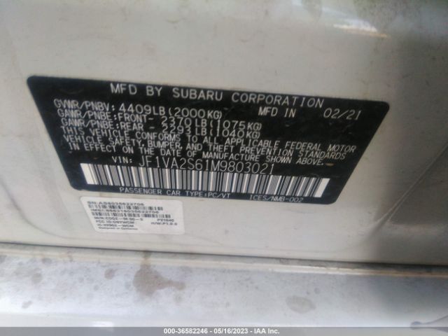 JF1VA2S61M9803021 Subaru Wrx Sti
