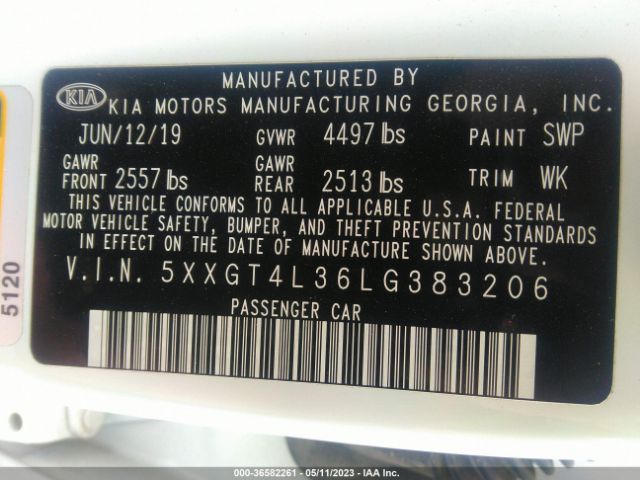 5XXGT4L36LG383206 KIA Optima Lx