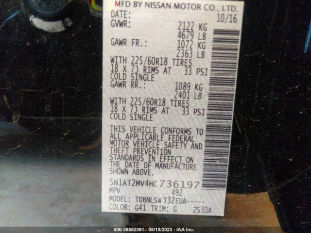 5N1AT2MV4HC736197 Nissan Rogue Sl