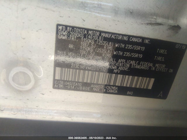 Toyota Rav4 Xle Premium 2019 2T3C1RFV4KC017112 Image 9