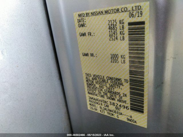 1N4AA6AV3KC382496 Nissan MAXIMA SL