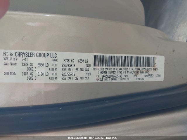 2011 CHRYSLER TOWN & COUNTRY TOURING VIN: 2A4RR5DG8BR735149