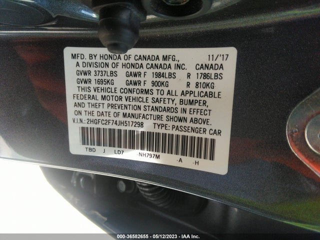 Honda Civic Sedan Ex 2018 2HGFC2F74JH517298 Image 10