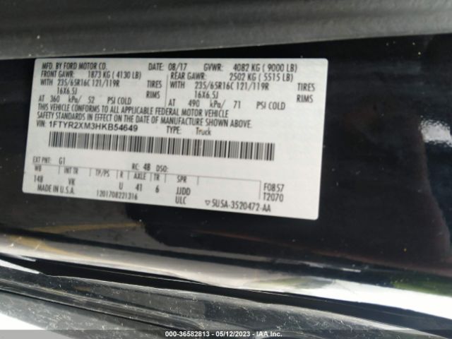 1FTYR2XM3HKB54649 Ford TRANSIT VAN