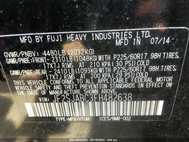 JF2SJABC3FH482638 Subaru Forester 2.5i