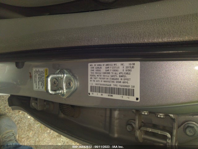 36582932 :رقم المزاد ، 1HGCP264X9A054428 vin ، 2009 Honda Accord Sdn Lx-p مزاد بيع