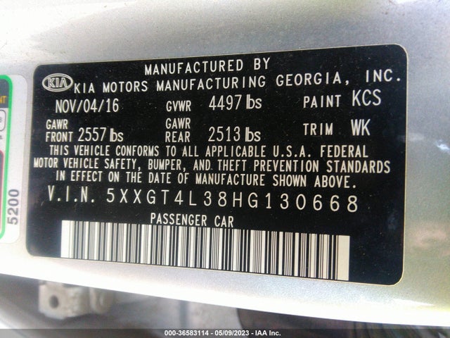 KIA Optima Lx 2017 5XXGT4L38HG130668 Image 10