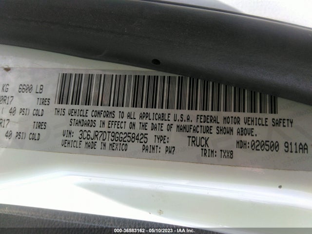 3C6JR7DT9GG258425 RAM 1500 Tradesman
