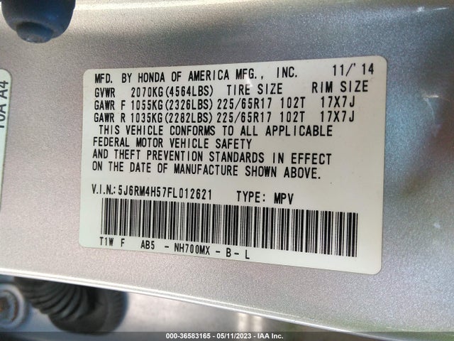 Honda CR-V EX 2015 5J6RM4H57FL012621 Image 9