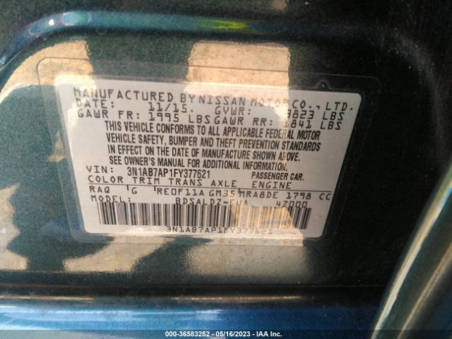 3N1AB7AP1FY377621 Nissan SENTRA SV