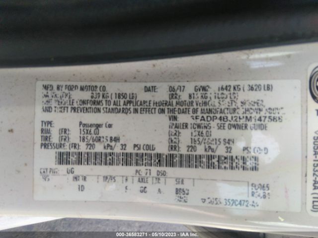 3FADP4BJ2HM147588 Ford FIESTA SE