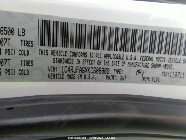 1C4RJFAGXKC608869 Jeep Grand Cherokee Altitude