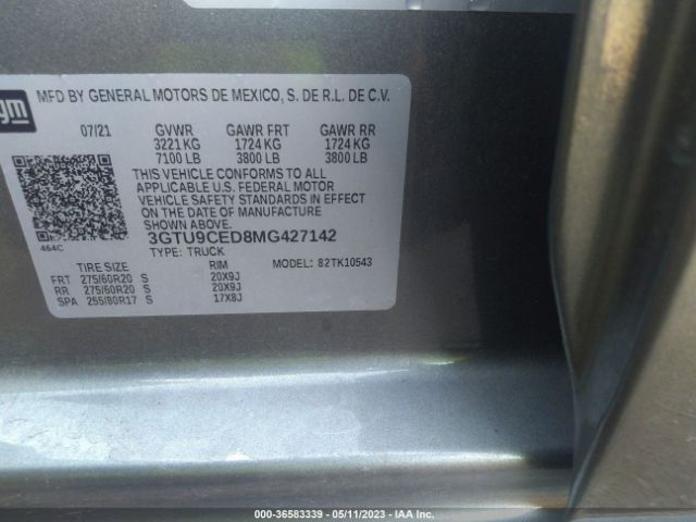 3GTU9CED8MG427142 GMC Sierra 1500 Elevation
