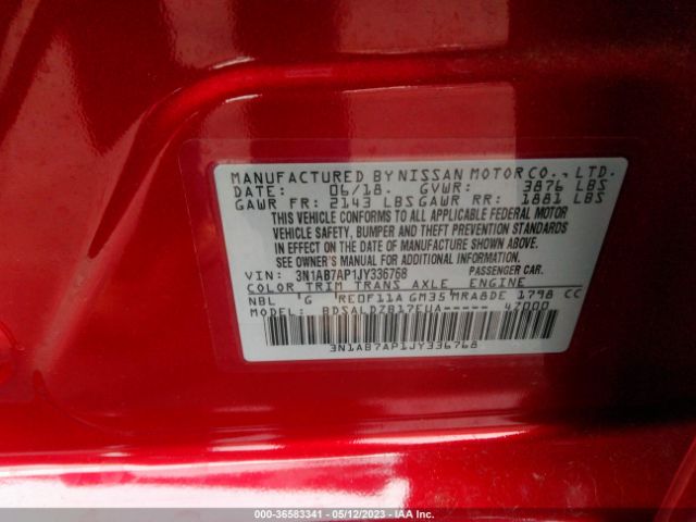 3N1AB7AP1JY336768 Nissan SENTRA SV