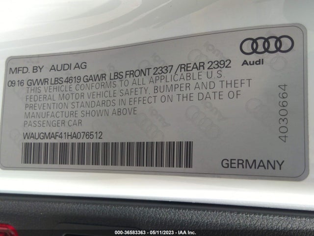 WAUGMAF41HA076512 Audi A4 Ultra Premium