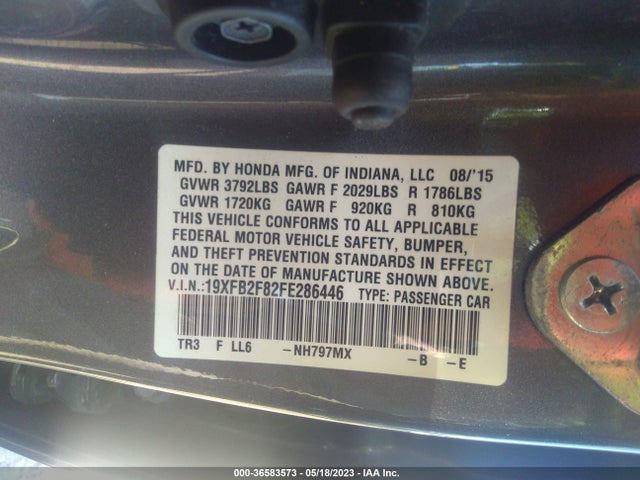 Honda Civic Sedan Ex 2015 19XFB2F82FE286446 Image 9