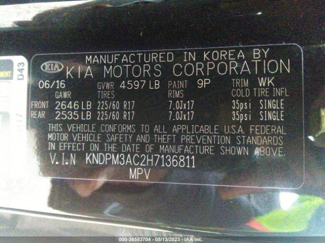 KNDPM3AC2H7136811 KIA Sportage Lx