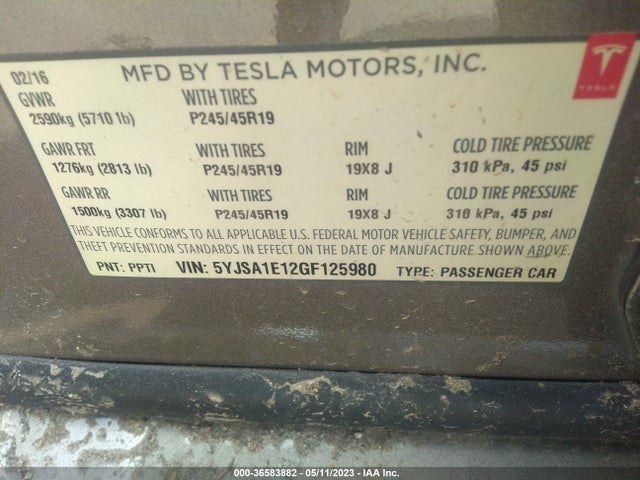 Tesla Model S 70 Kwh 2016 5YJSA1E12GF125980 Image 10