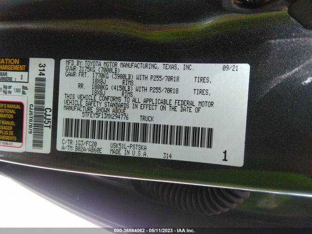Toyota Tundra 2wd Sr5 2021 5TFEY5F13MX294776 Image 11