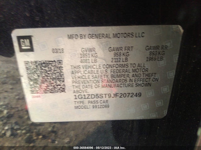 Chevrolet MALIBU LT 2018 1G1ZD5ST9JF207249 Image 9