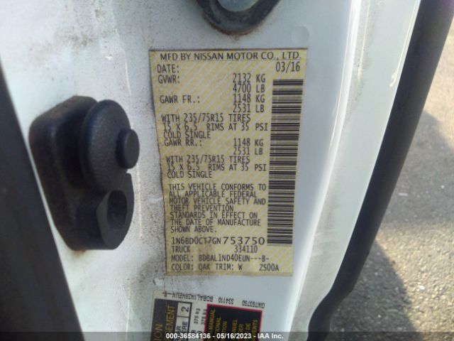 1N6BD0CT7GN753750 Nissan FRONTIER S