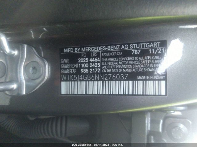 W1K5J4GB6NN276037 Mercedes-Benz Cla Cla 250