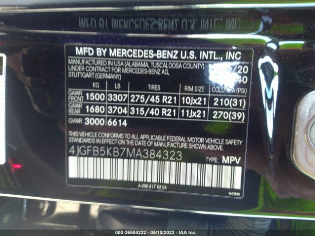 4JGFB5KB7MA384323 Mercedes-Benz GLE