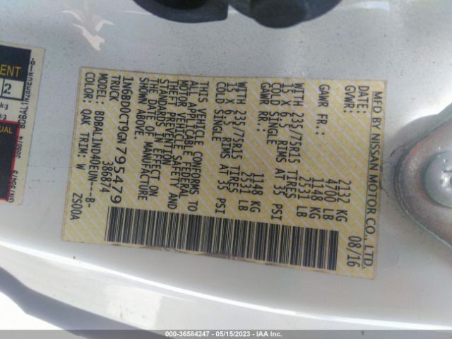 1N6BD0CT9GN795479 Nissan Frontier S/sv