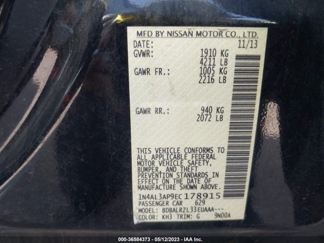 Nissan Altima 2.5 S 2014 1N4AL3AP9EC178915 Image 11