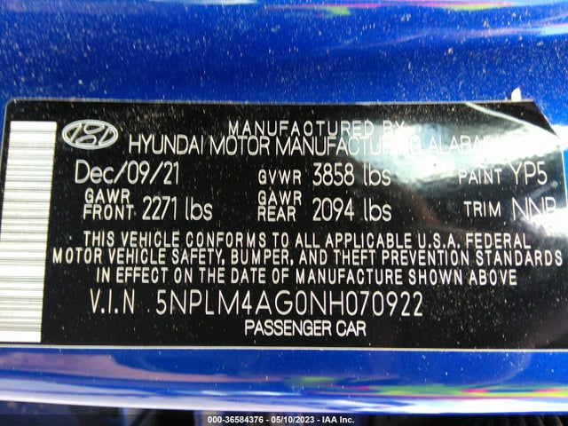 Hyundai ELANTRA SEL 2022 5NPLM4AG0NH070922 Image 11