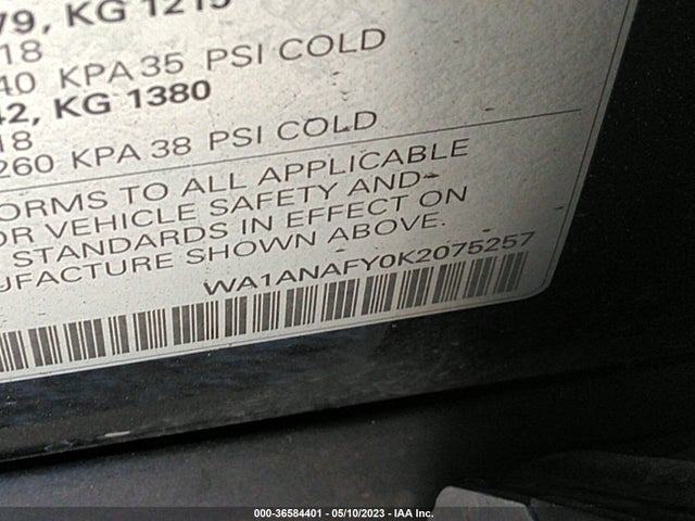 WA1ANAFY0K2075257 Audi Q5 PREMIUM
