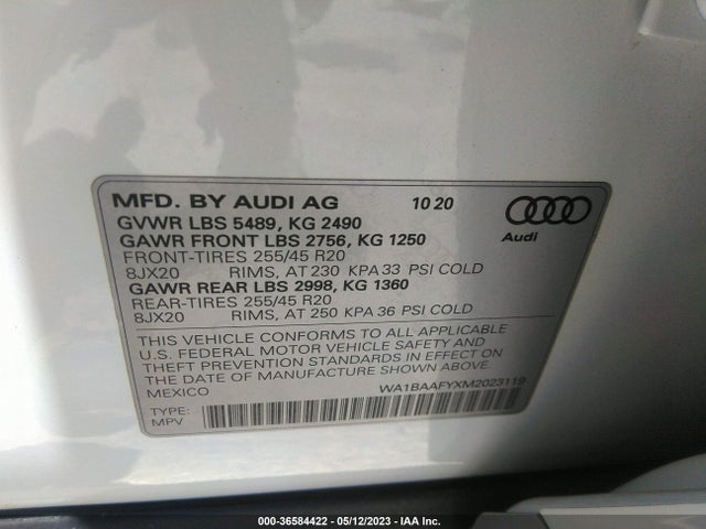 WA1BAAFYXM2023119 Audi Q5 Premium Plus