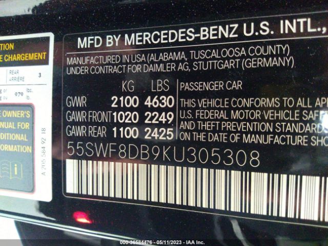 55SWF8DB9KU305308 Mercedes-Benz C-class C 300