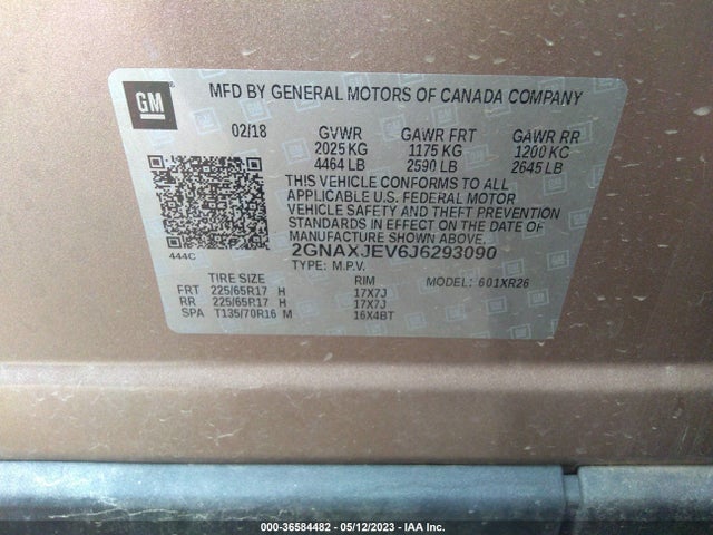Chevrolet EQUINOX LT 2018 2GNAXJEV6J6293090 Image 9