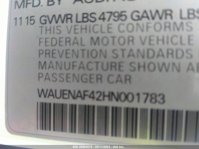 WAUENAF42HN001783 Audi A4 Premium Plus