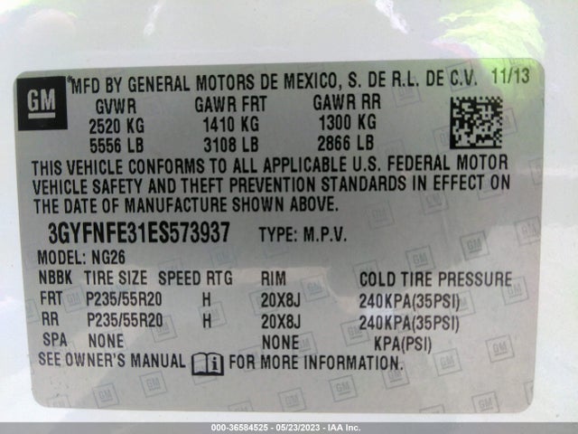 3GYFNFE31ES573937 Cadillac Srx Performance Collection