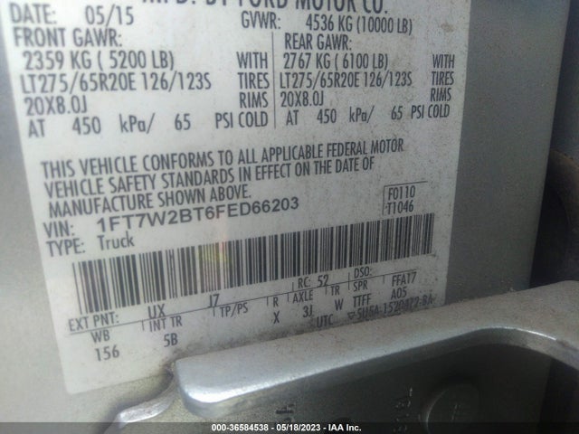 Ford F-250 Lariat 2015 1FT7W2BT6FED66203 Image 9