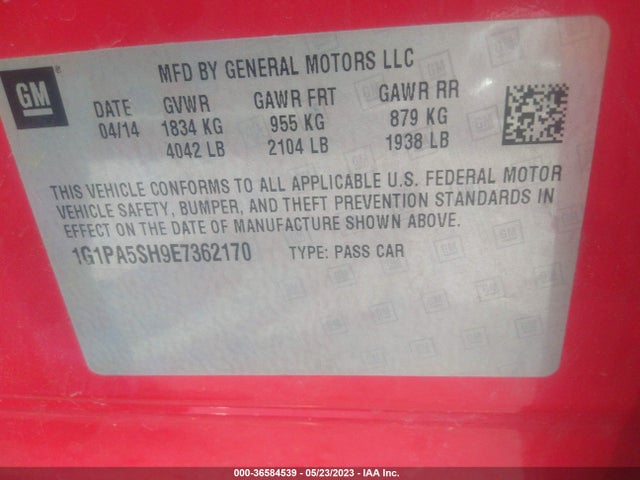 Chevrolet CRUZE LS 2014 1G1PA5SH9E7362170 Image 11