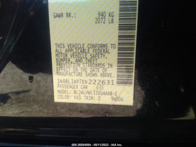 1N4BL3AP7EN222631 Nissan Altima 3.5 Sl