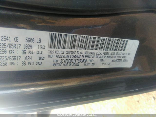 3C4PDDBG1KT838080 Dodge JOURNEY SE