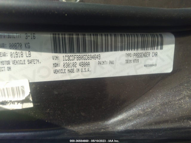 Dodge DART SXT 2016 1C3CDFBB0GD694649 Image 9