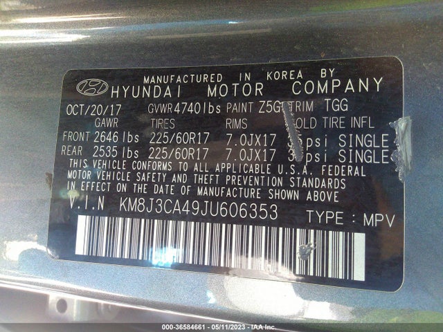 Hyundai TUCSON SEL 2018 KM8J3CA49JU606353 Image 9
