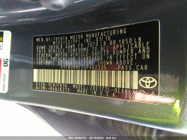 Toyota Corolla L/le/s/s Plus/le Plus 2016 5YFBURHE2GP462335 Image 11
