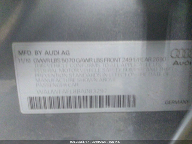 2011 AUDI A4 2.0T PREMIUM PLUS VIN: WAUWFAFL8BA083297